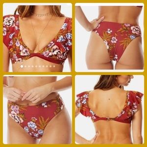 NWT Tori Praver Savannah floral ruffle bikini set